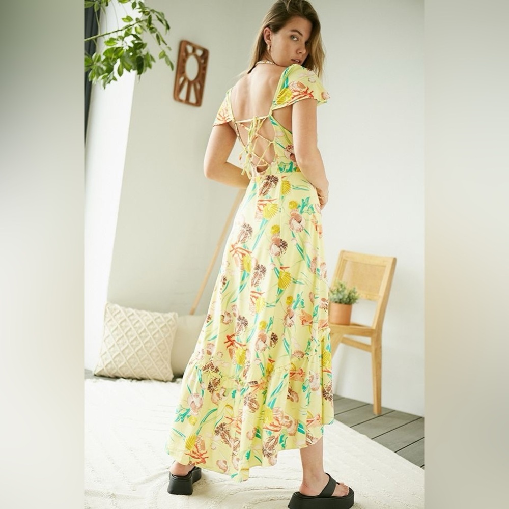Urban Outfitters Siren Strappy Beachy Boho Shell Midi Dress Size S